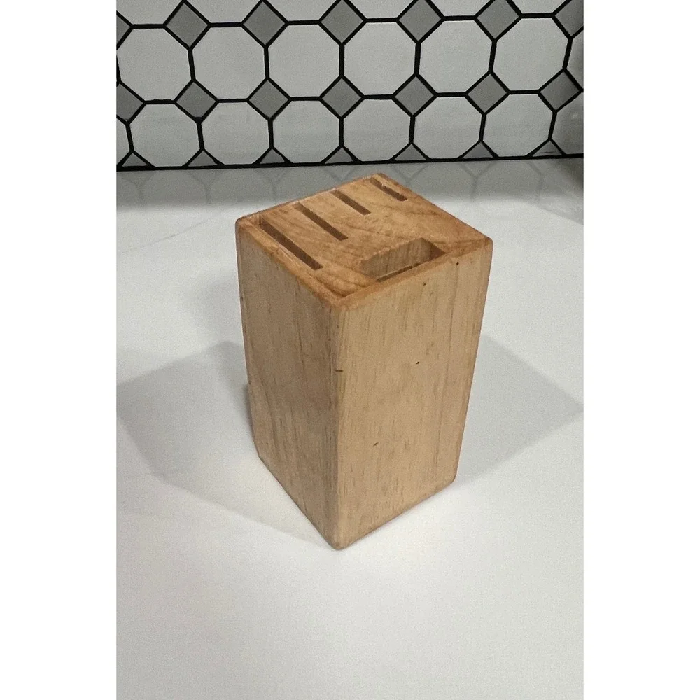 Farberware Wooden Knife Block 6 Slot Kitchen Cutlery Storage Organizer Natural